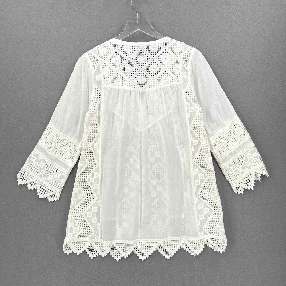 CALYPSO ST BARTH Embroidered Eyelet Tunic Top Womens Small White Resort Beach - Picture 2 of 16